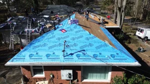 Residential shingle repair project in the Atlanta area.